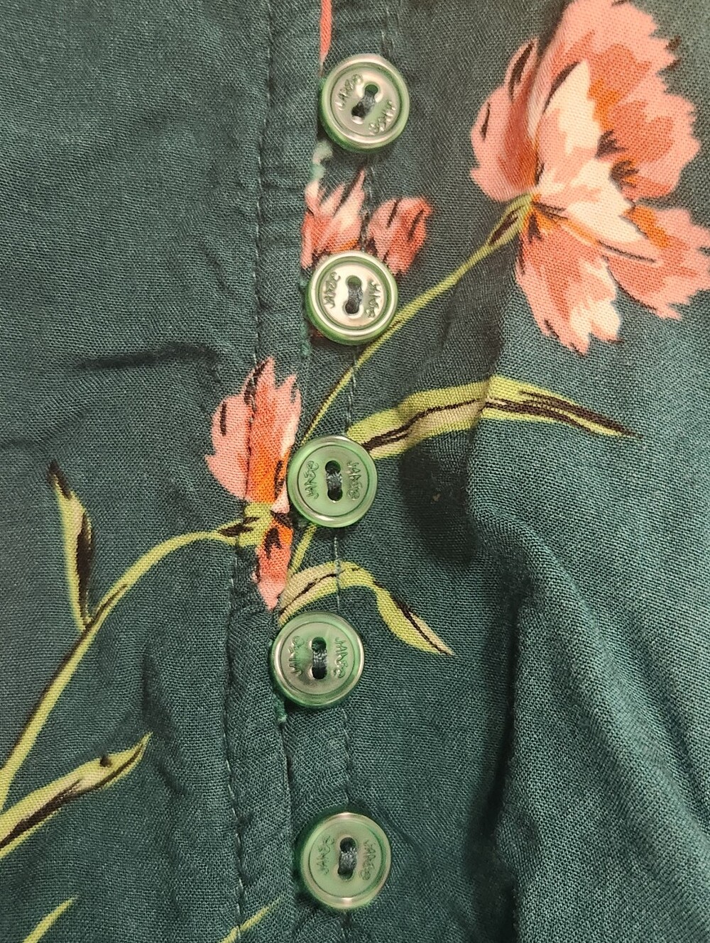 Jaase Teal Floral Boho Maxi Dress Smocked Waist High Low Hem Small - Picture 6 of 16